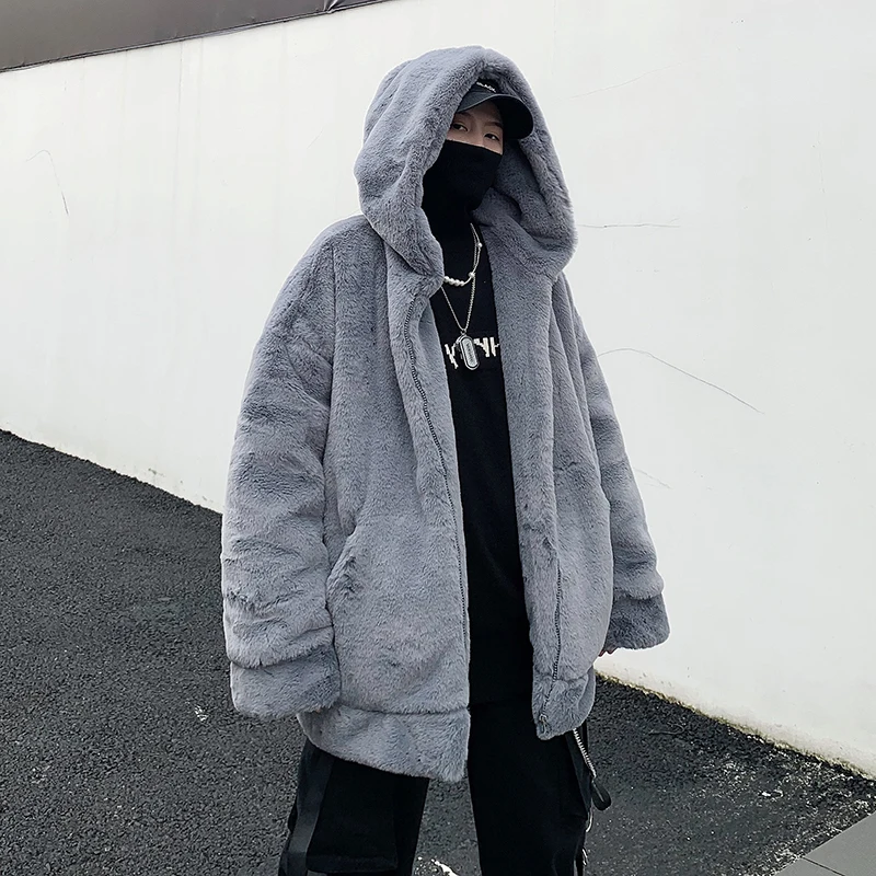 男性用ホワイトフェイクファーコート,厚くて暖かいラムウール
