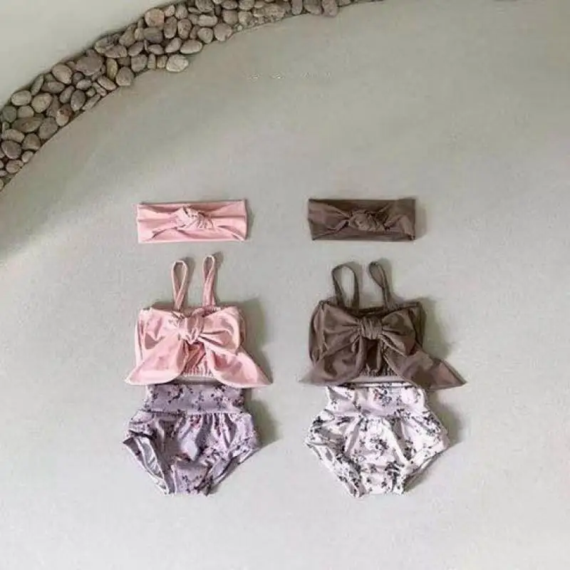 Kids Swimwear Sets New Summer Baby Girl Floral Bikini Swimming Suit Fashion Boys Swimsuits Infant Holiday Beach Clothes Set