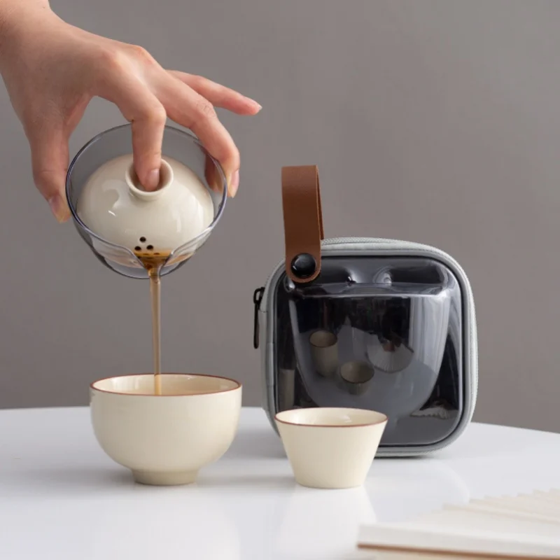 1 Set Teacup Kits Portable Ceramic Teapot Teacups Sake Cup Kung Fu Teapot Tea Mug Travel Car Mini Tea Set Ornament Cup