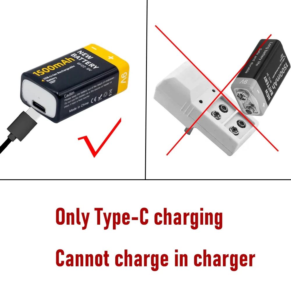 USB Battery 9V 1500mAh Li-ion USB Lithium For Toys Remote Control rechargeable lithium batteries