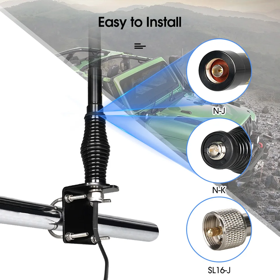Car Mobile Radio Antenna FRP Fiberglass Radome UHF VHF SL16-J with Spring Mount Retevis MR400 for RT95 RT73 RT90 MR300 GMRS RA86