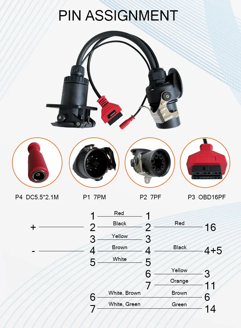 LKW EBS ISO für 7638 OBD2 Anhänger-Diagnose-Adapterkabel für Bosch, für Autel, für Autocom und viele andere LKW-Fahrzeuge – Detail 3