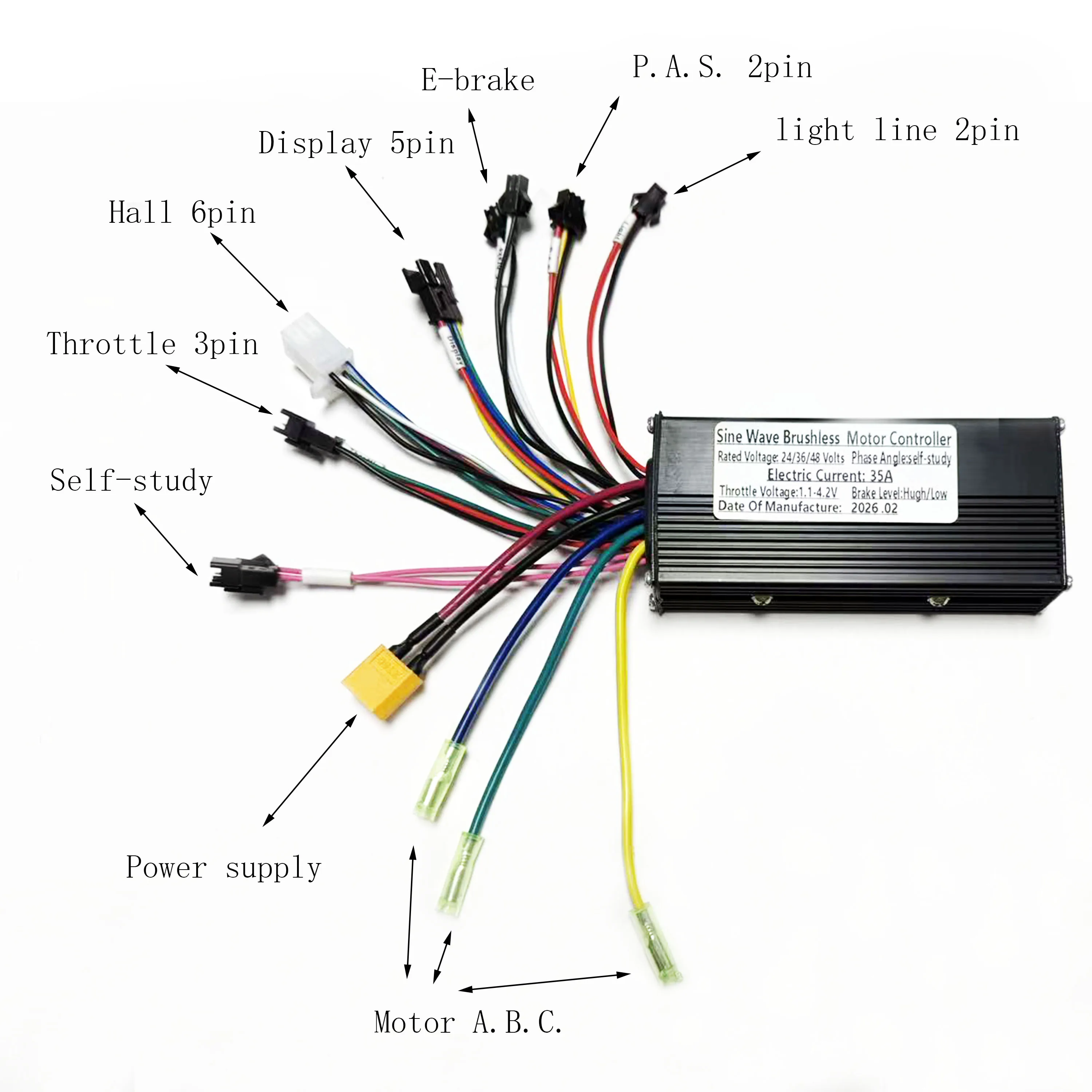 24V 36V 48V 750W-1000W E-Bike Controller Sine wave 35A Controller for UART No.2
