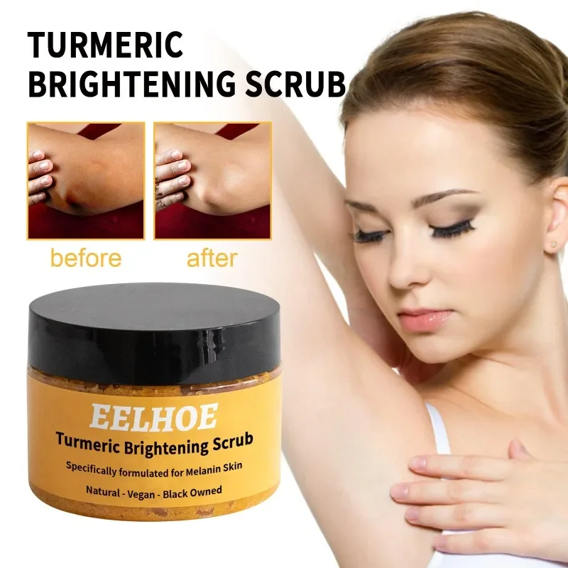 Turmeric Body Scrub Cleaning Exfoliation Removal Dark Spots Melanin Brighten Whitening Moisturizing Skin care peeling Cream