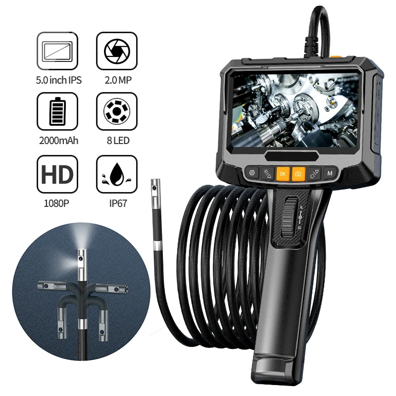 

Промышленный бороскоп с камерой 180 P 5 "IPS ЖК-дисплеем, 1080 градусов