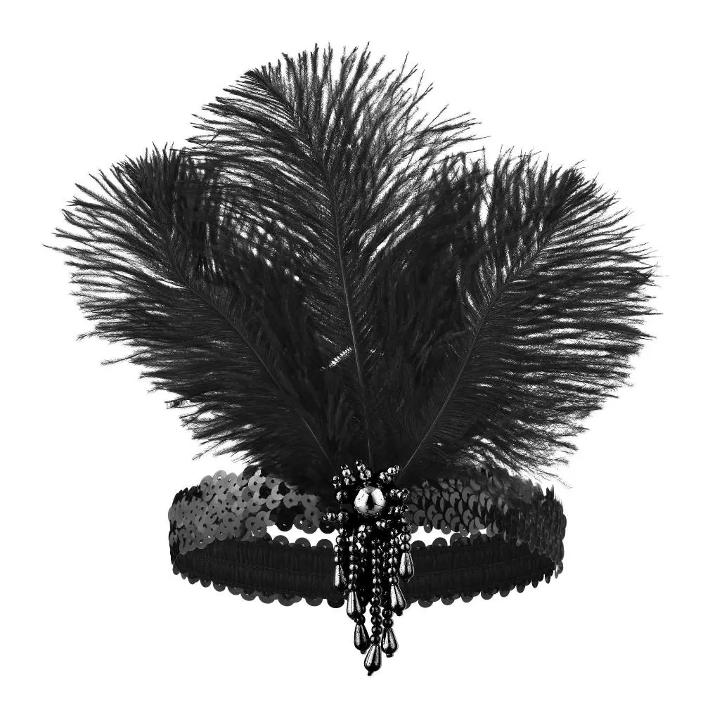Elegant Feather and Tassel Diamond Cosplay Hairband