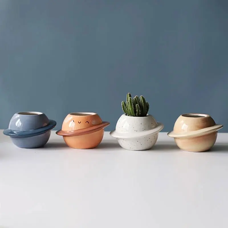 

Plant Pot Creative Planet Ceramic Succulent Pot Round Planters Desktop Small Flower Pots Plant Flower Container Desktop Decor