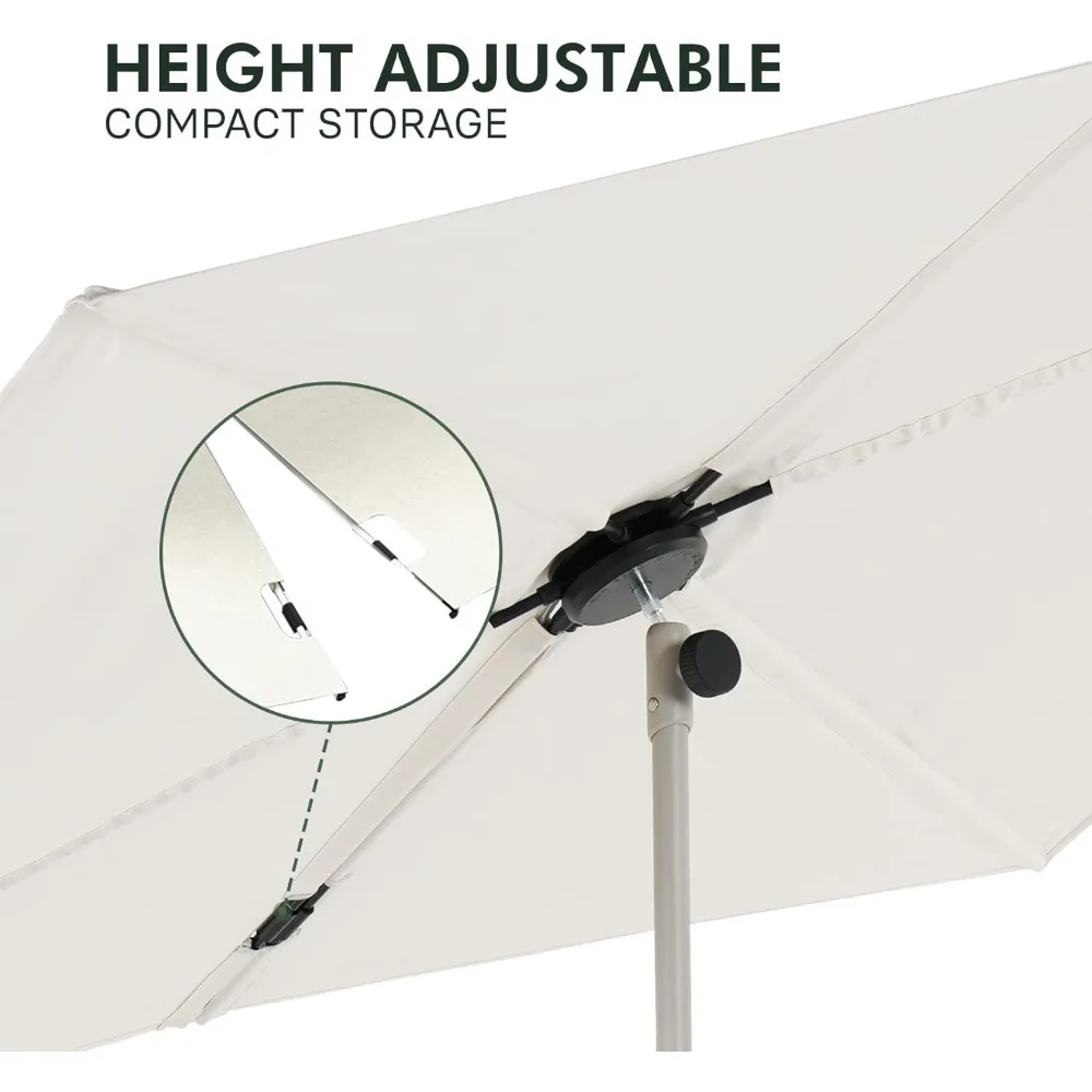 6x4 FT Balcony Umbrella, 360° Roating Rectangular Tilt Parasol UV 50+ Powder-coated Steel Pole Outdoor Umbrella for 4