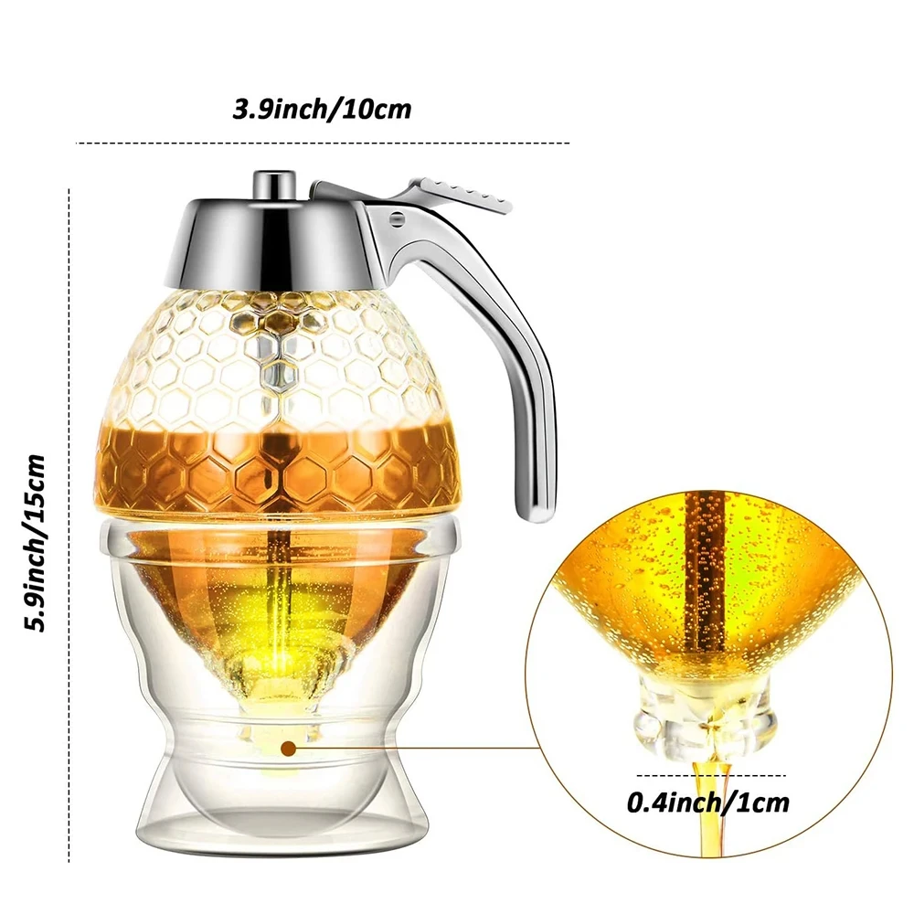 Storage Pot Stand Holder Bee Drip Dispenser Kettle Squeeze Bottle Honey Jar Container