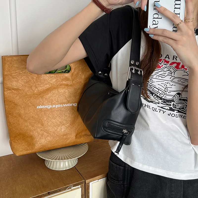 Y2k stil umhängetasche für frauen trend ige motorrad handtasche minimalist ische schulter geldbörse für mädchen street wear – Detail 10