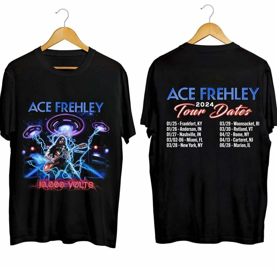 

Футболка Ace Frehley 2024 из черного хлопка с двусторонним принтом