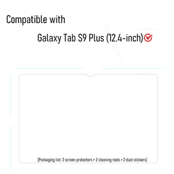 2 - Pack HD Tempered Glass Screen Protectors (2P- Tab S9 Plus)