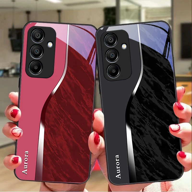 Water Pattern Purple Black Tempered Glass Phone Case