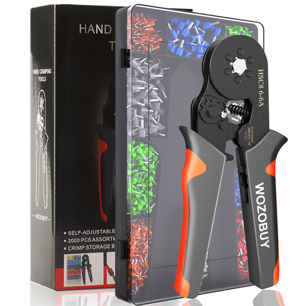 Tubular Terminal Crimping Plier HSC8 6-4/6-6 Crimper Wire Mini Ferrule Crimper Tools Household Electrical Kit With Box Wire Tips