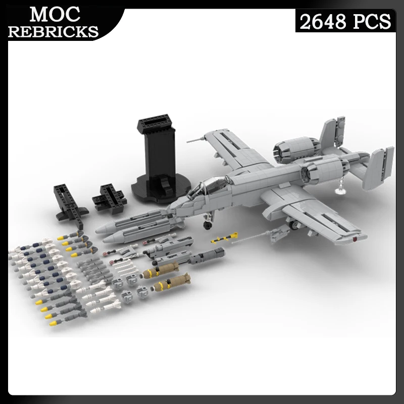 

WW II Military Weapons Series Air Force A-10 Warthog Fighter MOC Building Block Aircraft Model Educational Toy Brick Kid‘s Gifts