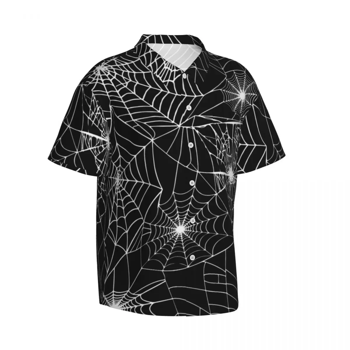 Hawaii Shirt Beach Spooky Halloween Blouses Spider Web Print Vintage Casual Shirts Mens Short Sleeve Streetwear Clothing 3