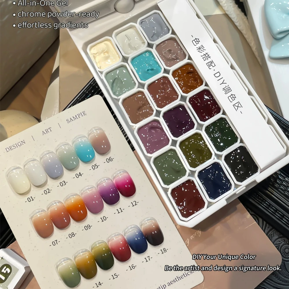 18가지 색상 팻 페인팅 글루 스머지 캔형 고채도 인기 세미-솔리드 UV/LED 네일 폴리쉬 글루 여성용 살롱 매니큐어 DIY