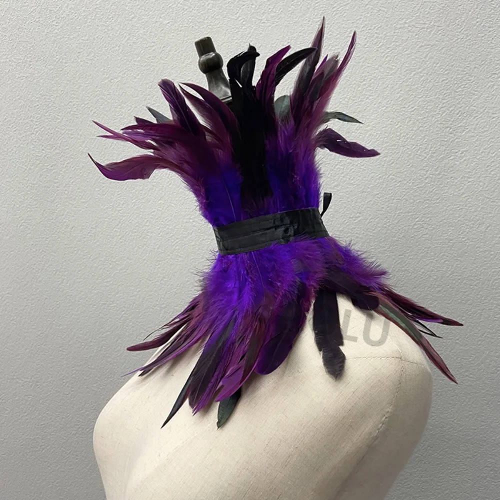 Vêtements Gothiques De Cosplay De Fête, écharpe En Plumes, Châle En Fourrure, Accessoires De Luxe, Décor D'Halloween