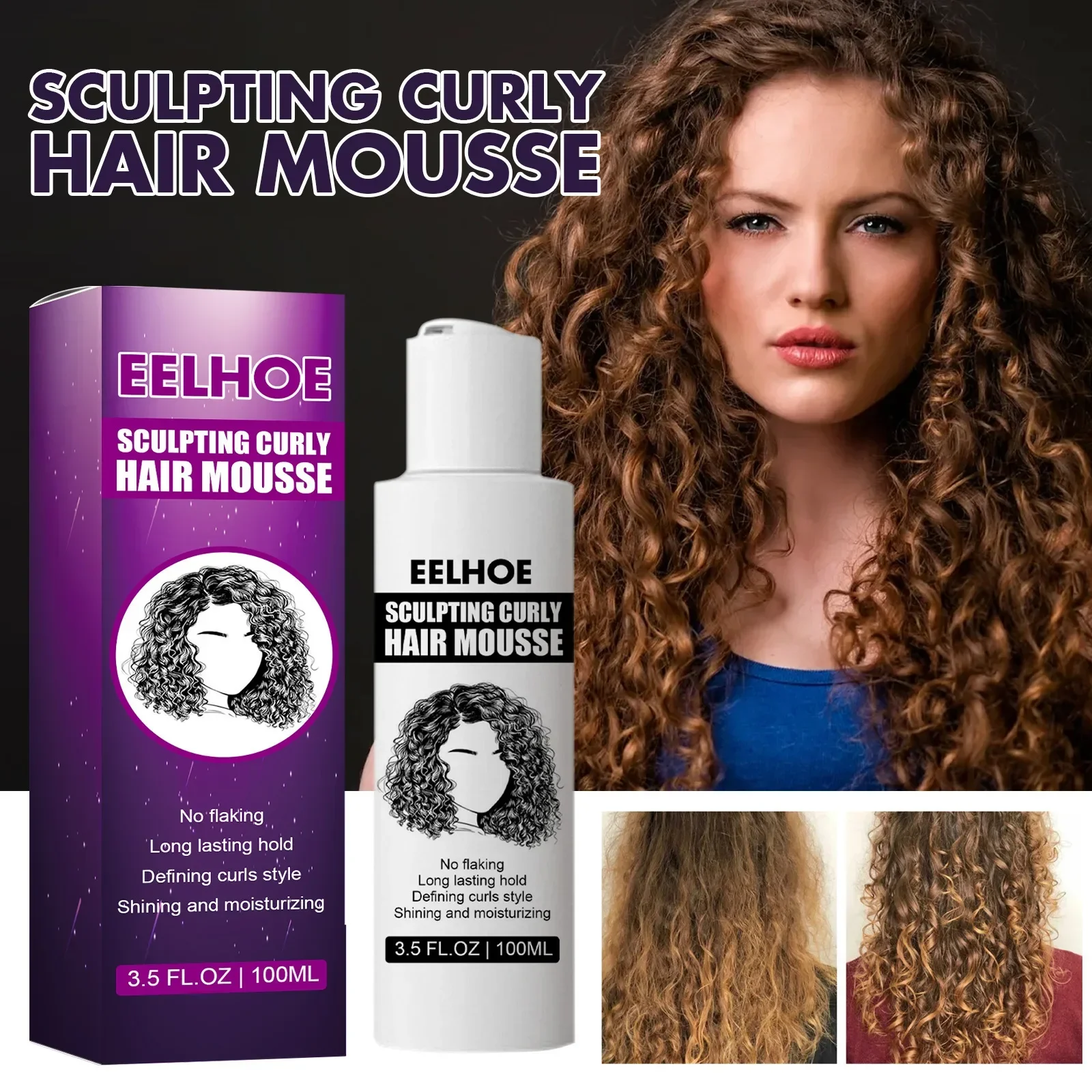 100ml Curly Hair Styling Elastin Curly Hair Moisturizing and Sculpting Mousse Perfect for A Lasting and Natural Look