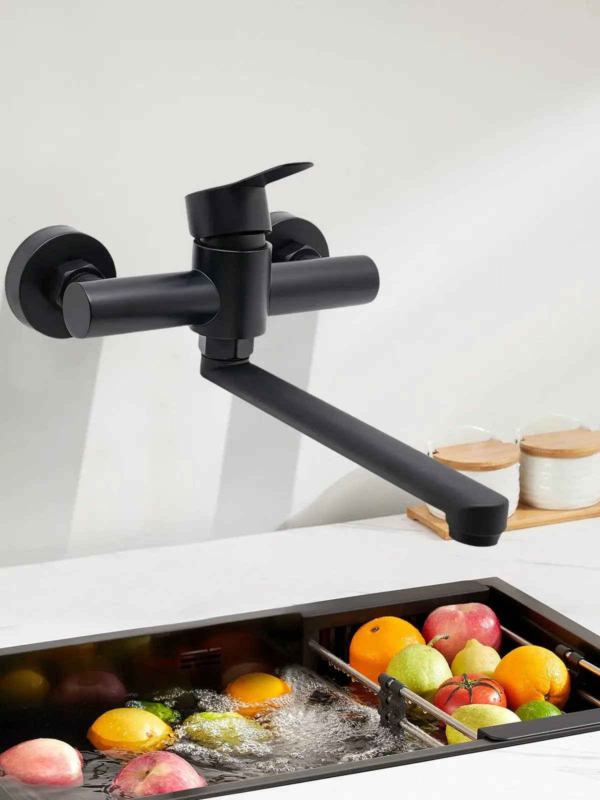 Verschleißfester Küchenarmatur aus Edelstahl, Wandmontage-Wasserhahn, leicht zu reinigender Waschbecken-Wasserhahn für Häuser/Restaurants/Hotels – Detail 5