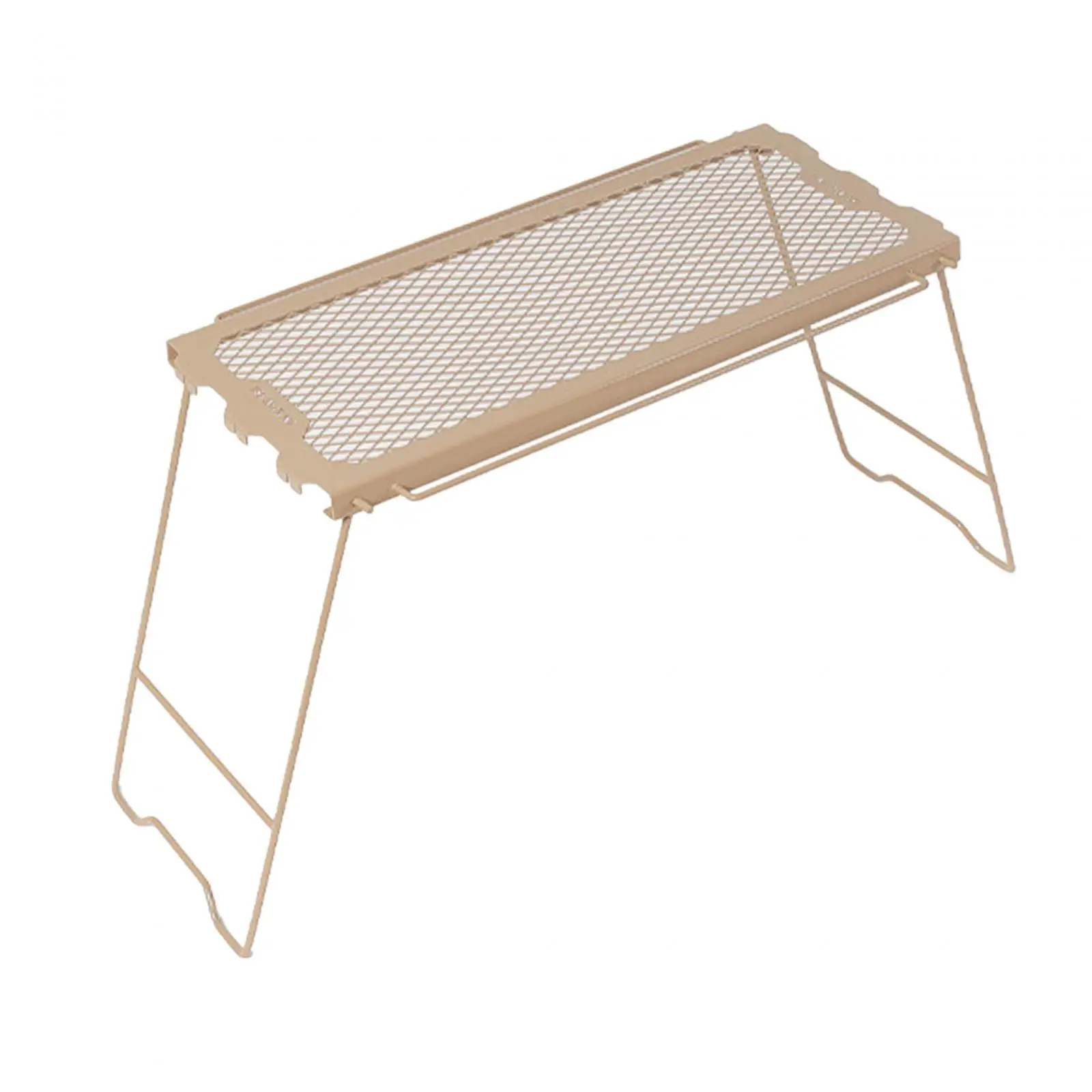 Folding Camping Table, Camping Cooking Grate, Portable Iron Storage Rack,