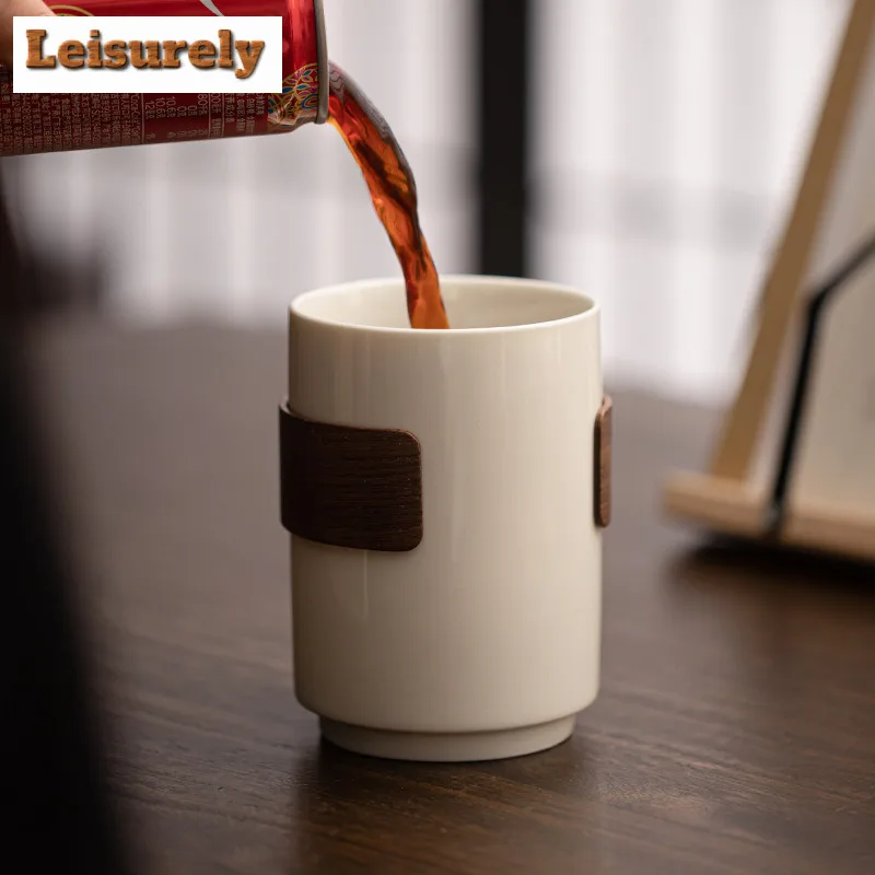 360ML Retro Grass Ash Ceramic Coffee Cup Large Capacity Buckle Waist Mug Household Personal Water Jug Master Teajug Drinking