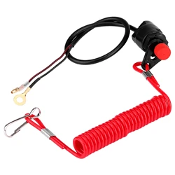 Boat Outboard Engine Safety Lanyard with Emergency Kill Switch Button (Red)