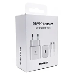 Samsung 25W Super Fast Charger Adapter with Quick Charging Capability - EU 1M Cable White