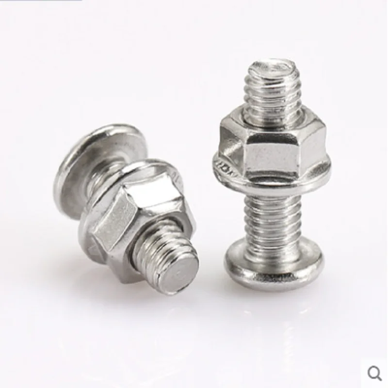  PJRYC 1/50 piezas M3 M4 M5 M6 M8 304 acero inoxidable grande  hexagonal plano hexagonal cabeza hexagonal Allen muebles remache tornillo  conector de unión perno (longitud 0.315 in, tamaño: 10 piezas