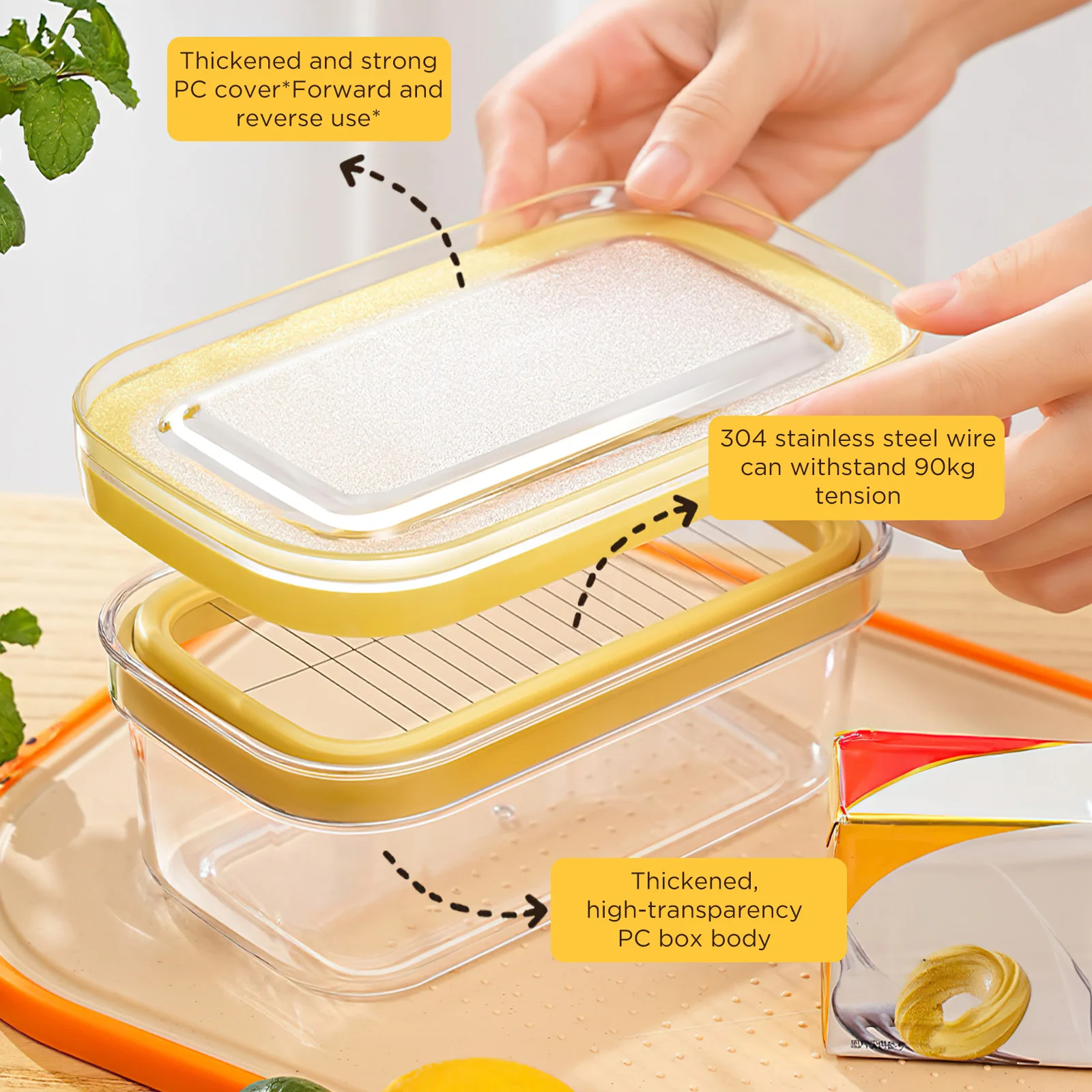 

Butter Box Container Dish Covered With Lid Fridge Storage Cheese Airtight Container For Easy Cutting Sticks Butter Kitchen Tools