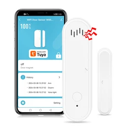 Smart Wireless Window and Door Sensor with Battery for Home Security and Voice Control (WiFi with sound)