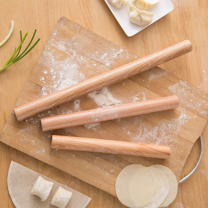 

Natural Beech Rolling Pin Solid Wood Large Medium and Small Size Pressing Pin Household Dumpling Skin Rolling Pin Baking Tool