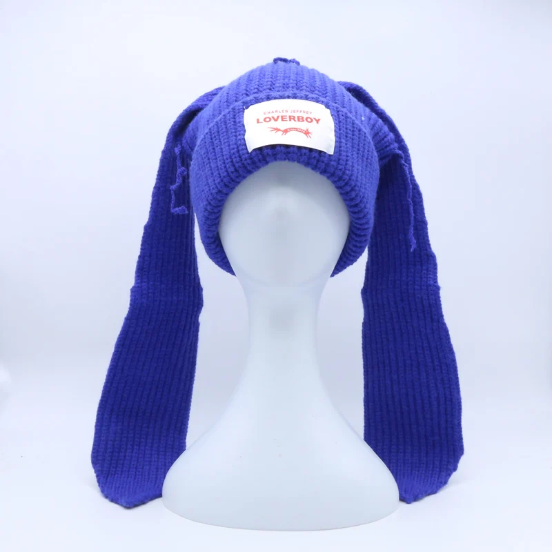 Winterwarme, gestrickte Bombermütze mit langen Hasenohren und Fuchsmotiv für Damen, Herren, Jungen und Mädchen, süße Hasenohren-Häkelmütze, Hip-Ho – Detail 30