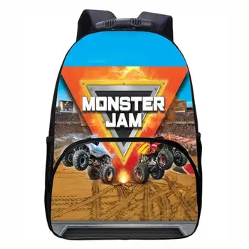 Monster Jam Truck, Round Front Bag Backpack for Primary, Secondary, and High School Students, Male and Female Backpacks 1