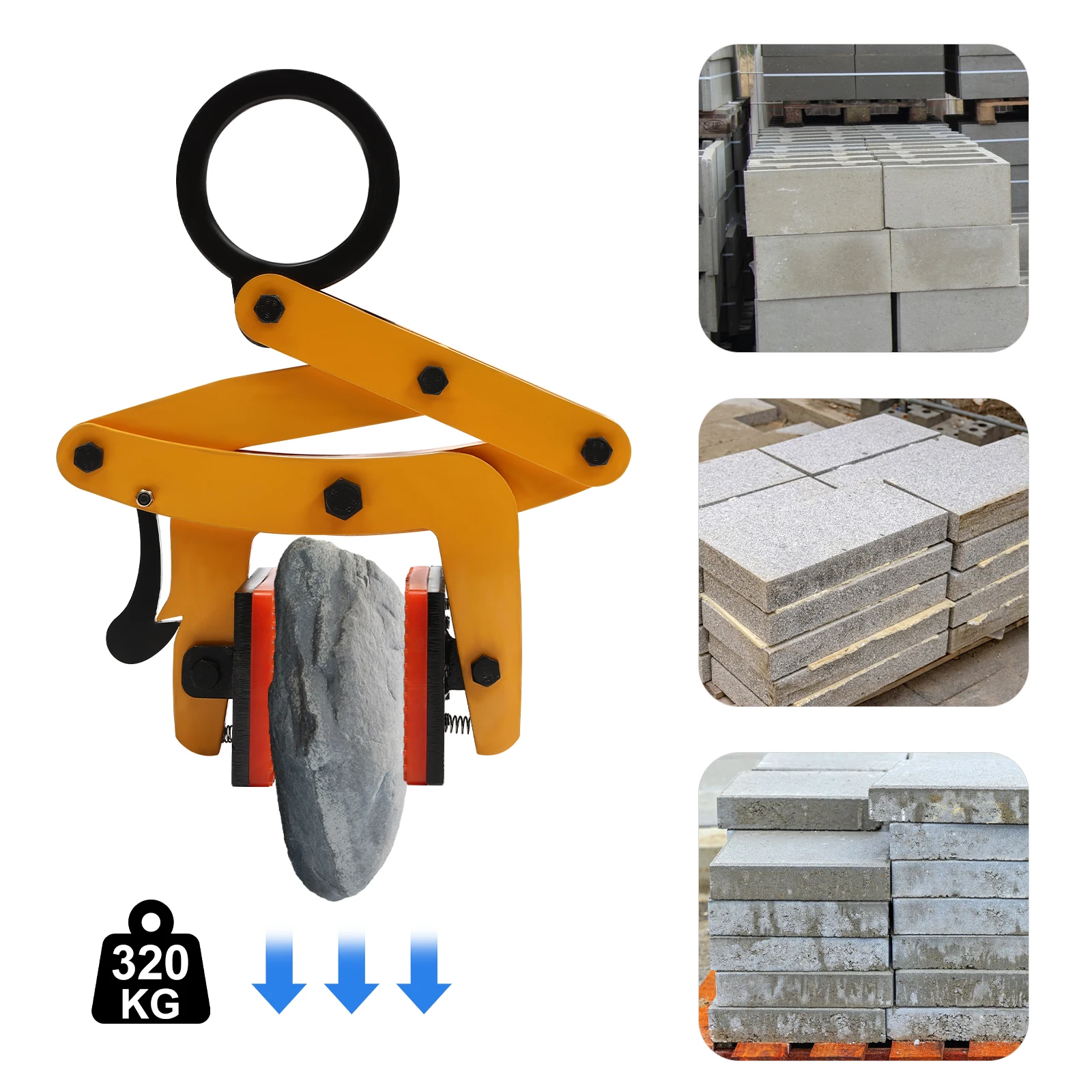 320 kg max. Zugkapazität, Palettenzieher, Klemme 0–65 mm, Backenöffnung zum Heben von Holzsteinen, robustes Handhabungswerkzeug – Detail 4