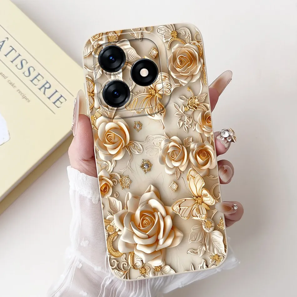Beautiful Bow Rose Painting Soft Silicone Shockproof Phone Case