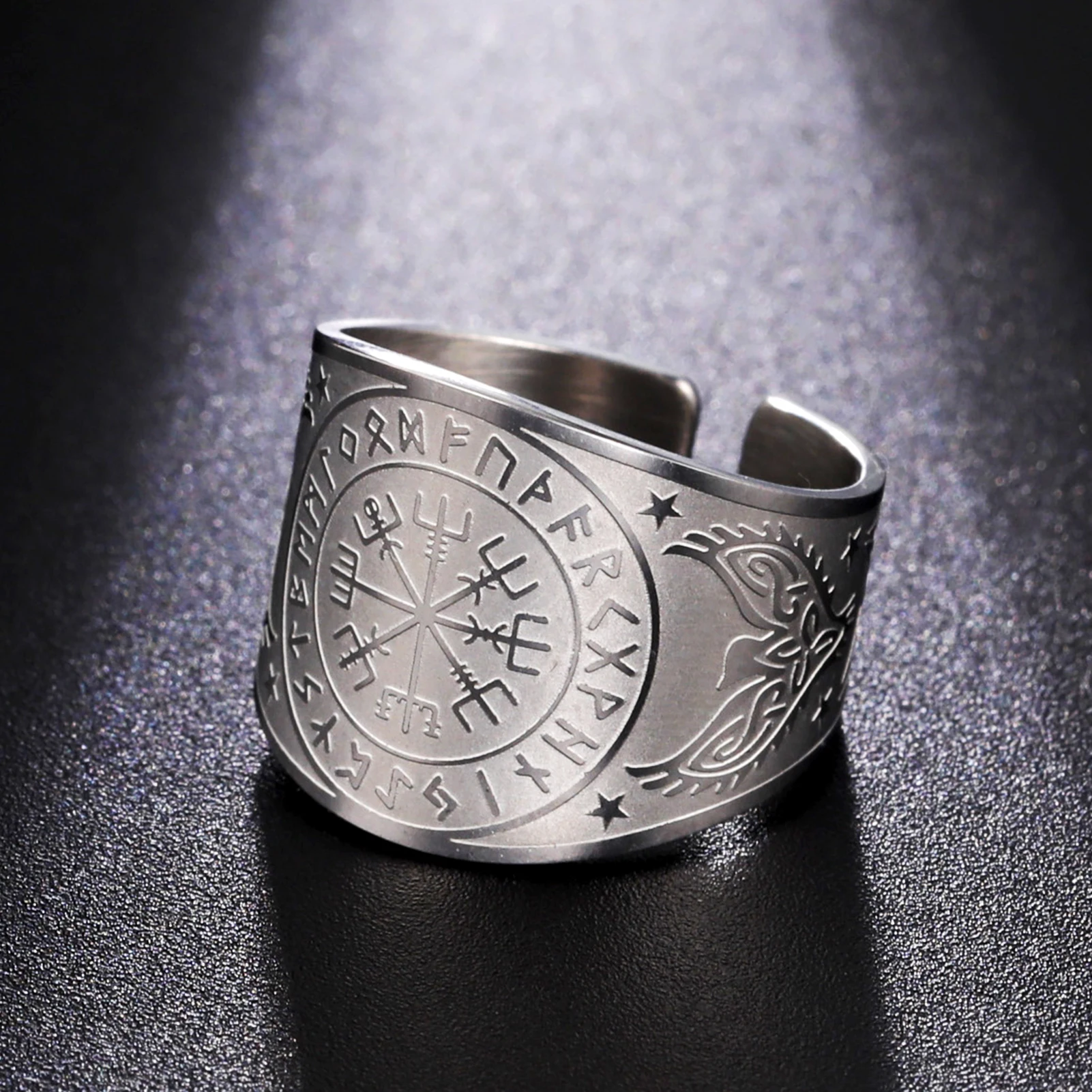Amaxer Orecchini Pendenti Vegvisir - Acciaio Inox, Amuleto Vichingo Con Rune, Stile Nordico Per Donna - 2