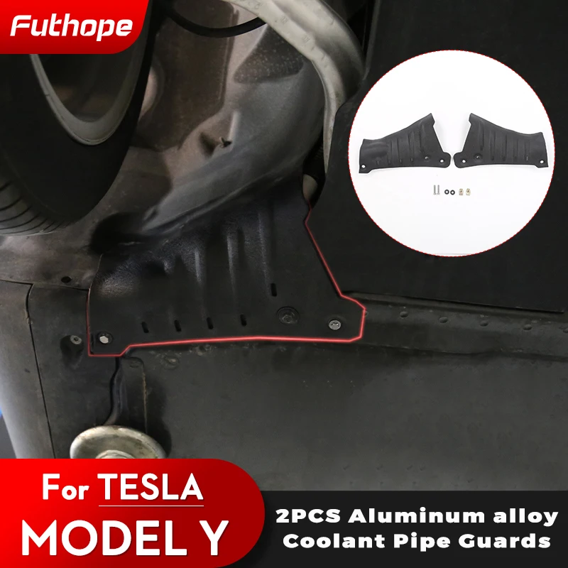 Futhope Coolant Pipe Plate Anti-leakage Protection for 18-22 Tesla Model 3 Y Car Aluminum Alloy Carbon Steel Chassis Guard Cover