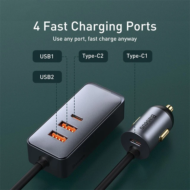 Adaptateur allume-cigare, répartiteur allume-cigare 3 prises avec port de  chargeur d'ordinateur portable PD 65 W 8,5 A 4 chargeur USB de voiture