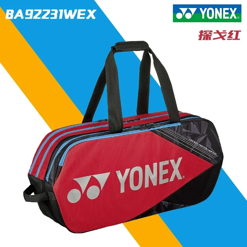 YONEX 남녀공용 배드민턴 테니스 가방, 휴대용 사각 가방, 독립 신발 칸막이, 대용량, 배낭 6 개 