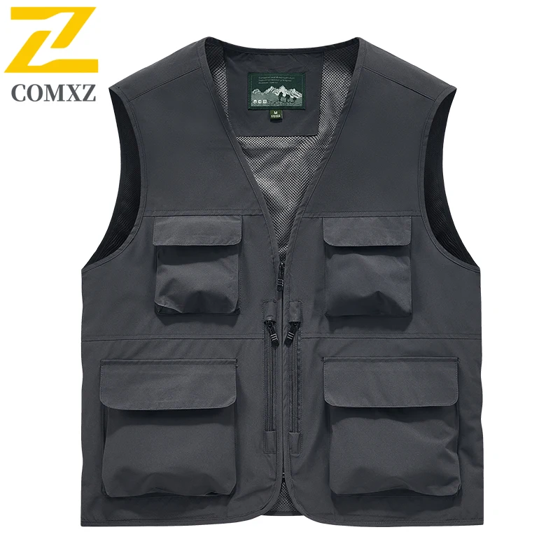 Men's Multi-Functional Outdoor Vest Photographer  Fishing Quick-Dry Sleeveless Jacket with Many Pocket System for Hiking Casual