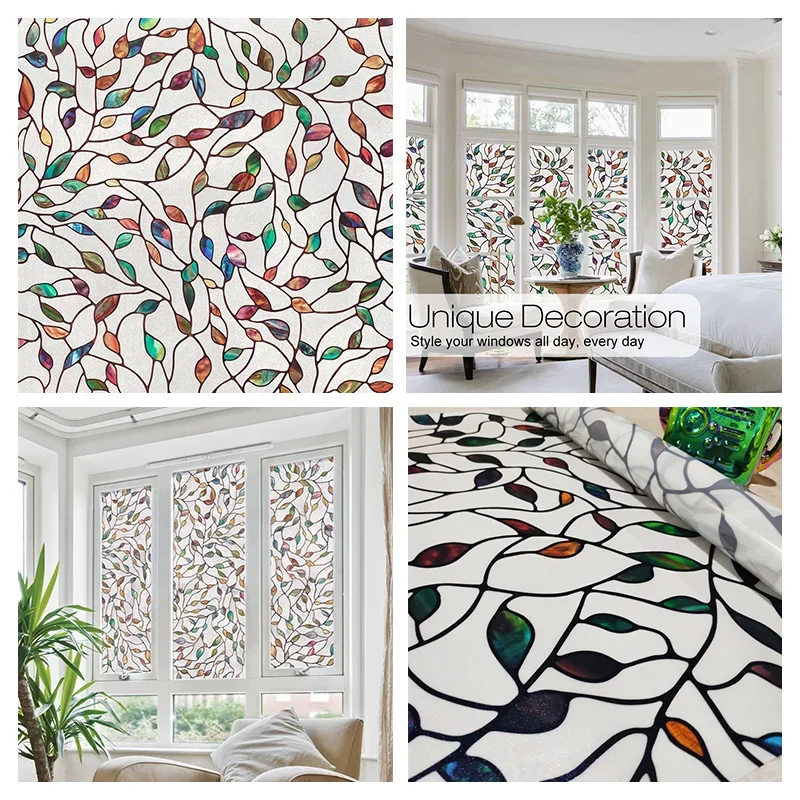 Window Privacy Film Adhesive Film Static Clings 3D Decorative Flower Window Stained Vinyl Glass Christmas Sticker