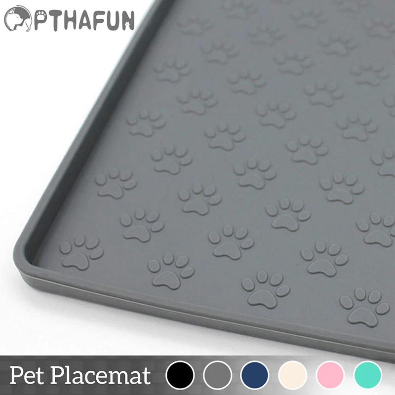 RNKR Reopet Large Silicone Dog Cat Bowl Mat Non-Stick Food Pad Water  Cushion FDA Approved Waterproof-GRAY