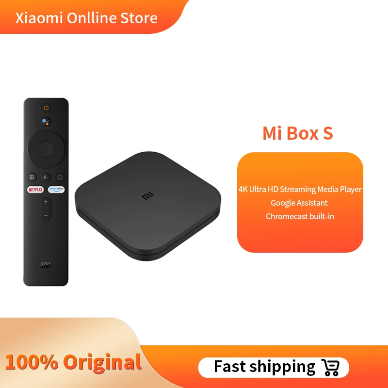 Оригинальная ТВ-приставка Xiaomi Mi S 4K Ultra HD Android 8 1 HDR 2G 8G WiFi BT4.2 Wifi Google Cast Netflix Smart