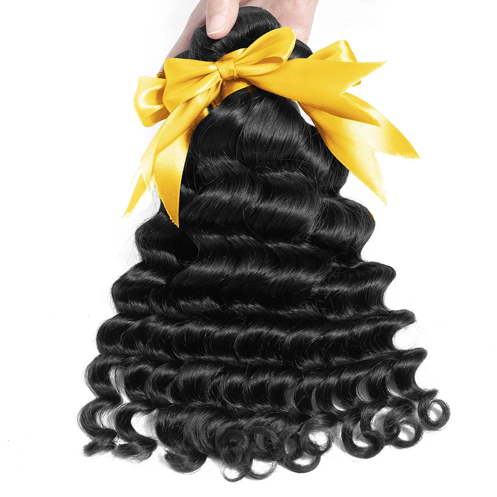 Brazilian Curly Human Hair Weave Bundles Loose Deep Wave 3 4 Remy Hair Bundles 30 32 34 36 Inch Extensions Double Drawn