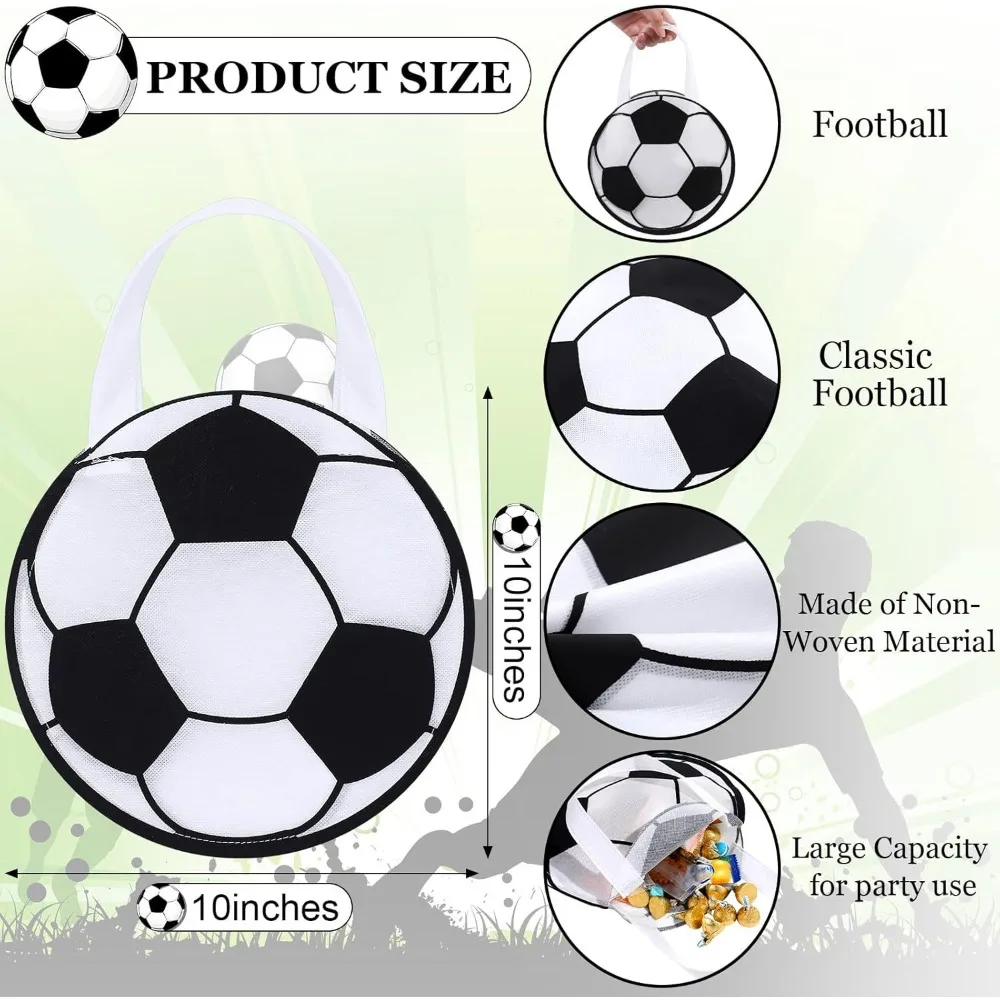 5-20Pcs Non-Woven Round Football Theme Handheld Gift Bag for Football Carnival Celebration Birthday Party Holiday Candy Gift Bag 3