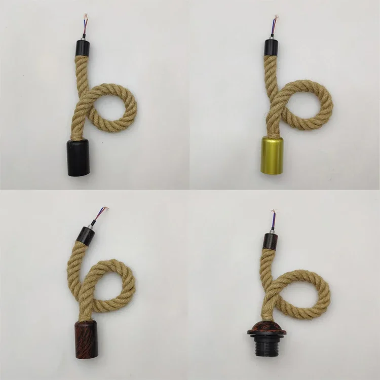 ペンダントライトヴィンテージ麻ロープ、E27麻ロープ6ヘッドペンダント麻ランプロープ吊りライト用寝室レストランカフェバー装飾 ペンダントライトヴィンテージ麻ロープ、E27麻ロープ6ヘッドペンダント