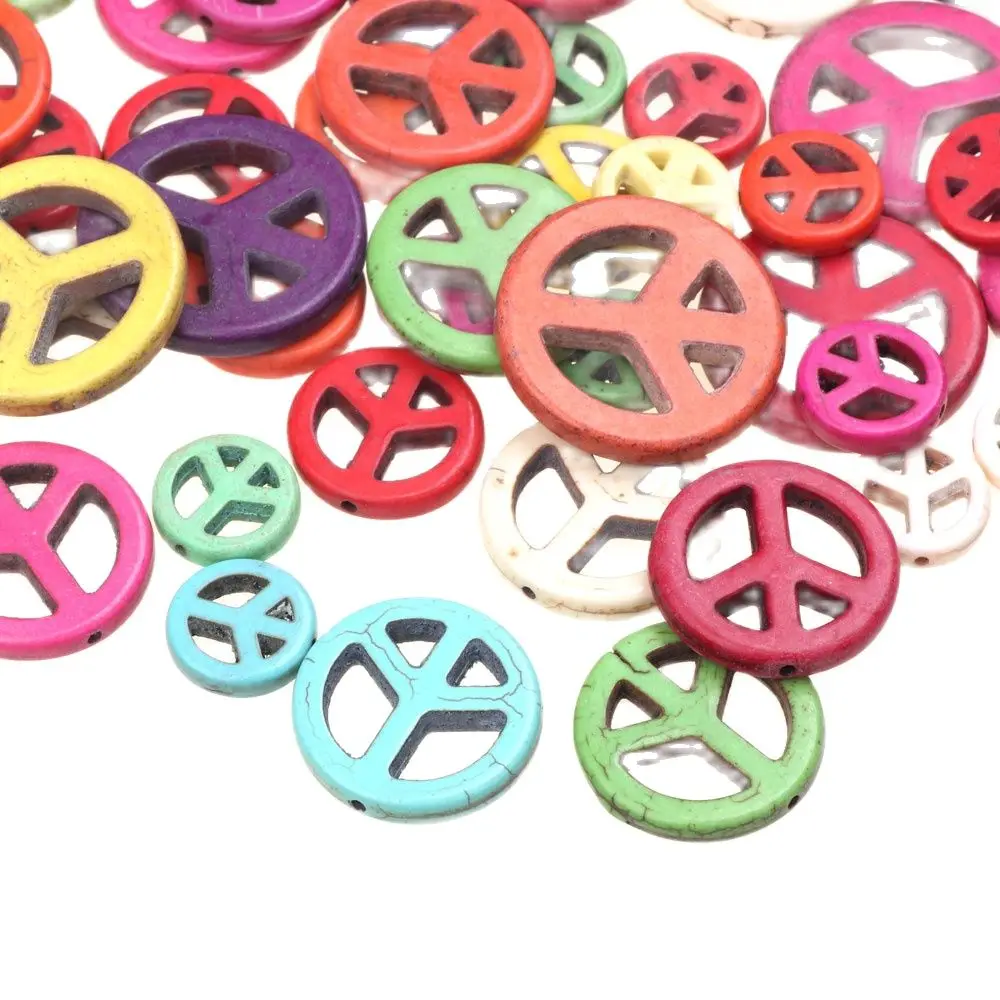 

12-24 Pieces/Lot Marker Bulk Stone Beads Round Mixed Multicolor Peace Marker Bracelet Necklace DIY Jewelry Making