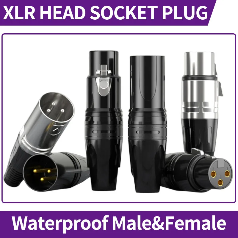 

5/10 Sets XLR Head Socket Plug 3Pin Male & Female Industrial Lighting Signal Cable Audio Microphone Connector 90°Head Colorful