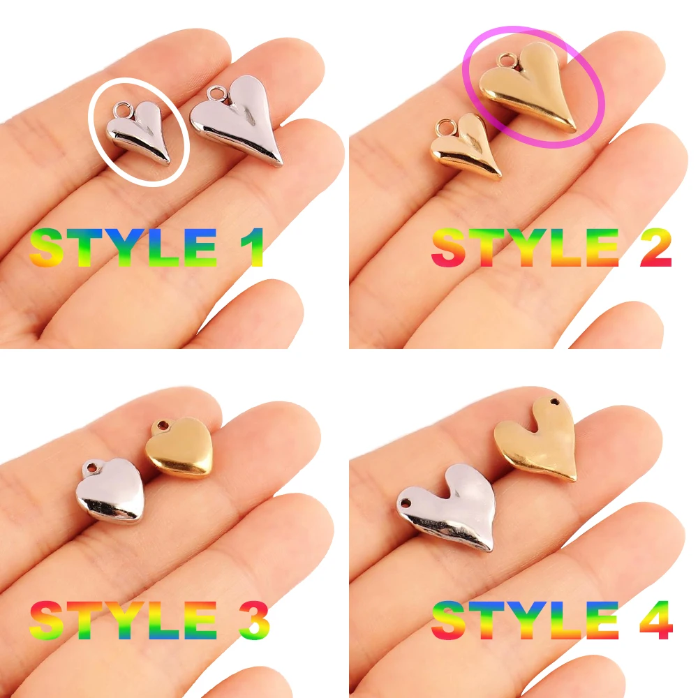 5 Stück Edelstahl Herzanhänger mit großem Loch für DIY Ohrringe, Halsketten, Armbänder, Schmuckherstellung, Zubehör – Detail 5